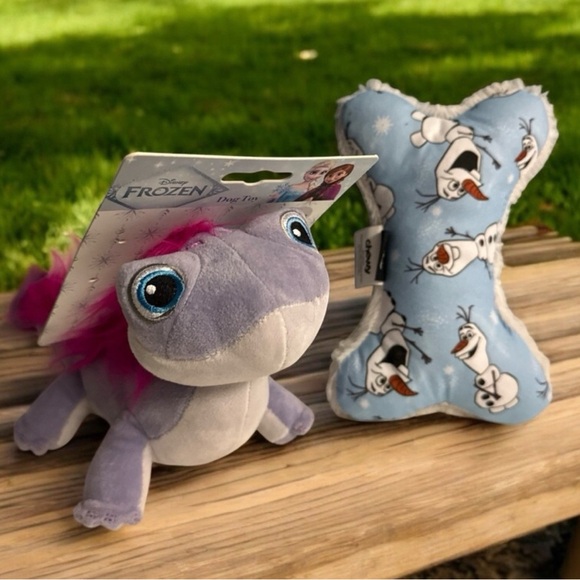 Disney Other - Lot Of 2 Disney Frozen Plush Olaf‎ Bone Shaped Dog Toy + Salamander